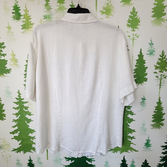 Chico's Design White Linen Button-Down Shirt. - Picture 4 of 7